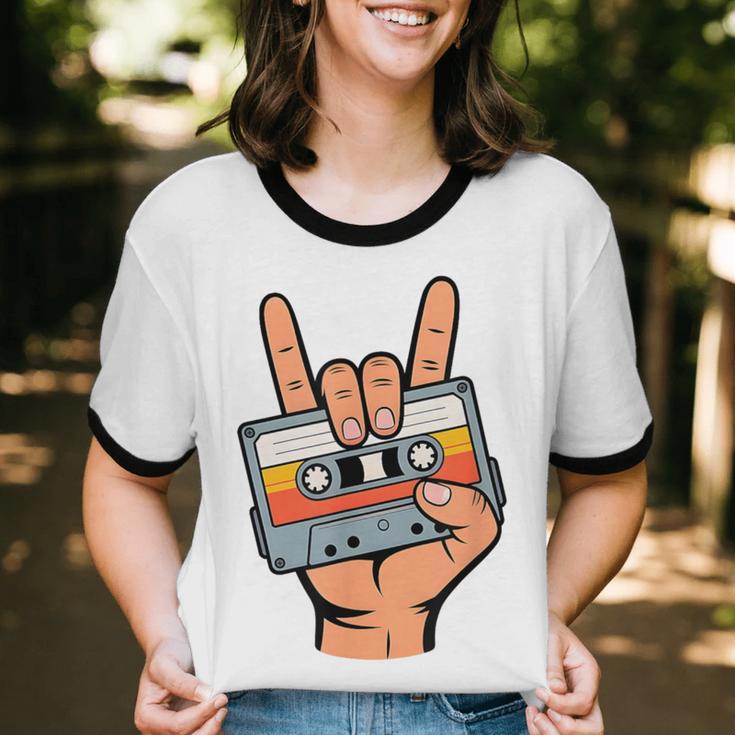 Retro Cassette Tape For 80s & 90s Nostalgia Unisex Cotton Ringer T-Shirt