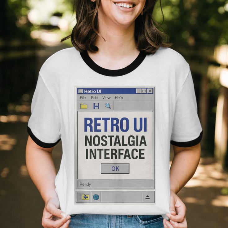 Retro Computer Dialog Box 90s Desktop Interface Nostalgia Unisex Cotton Ringer T-Shirt