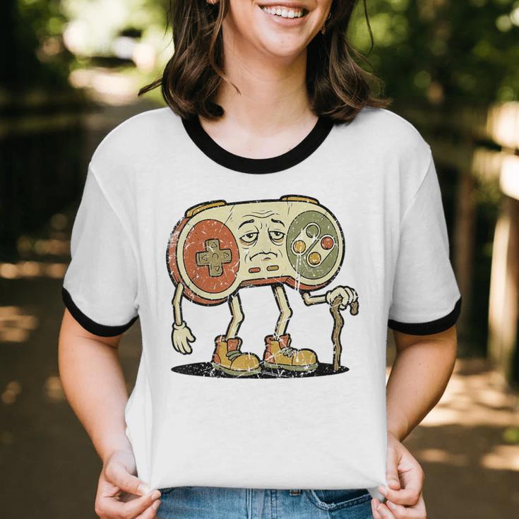 Retro Gamer 80s 90s Gaming Nostalgia Video Game Men Unisex Cotton Ringer T-Shirt