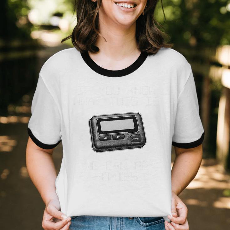 Retro Pager 90s Nostalgia Premium Tri-Blend Unisex Cotton Ringer T-Shirt