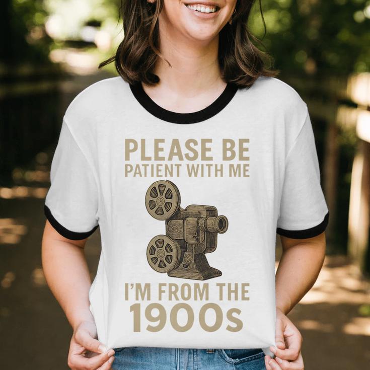 Retro Please Be Patient With Me I'm From The 1900s Projector Premium Unisex Cotton Ringer T-Shirt Retro Please Be Patient With Me I'm From The 1900s Projector Premium Unisex Cotton Ringer T-Shirt