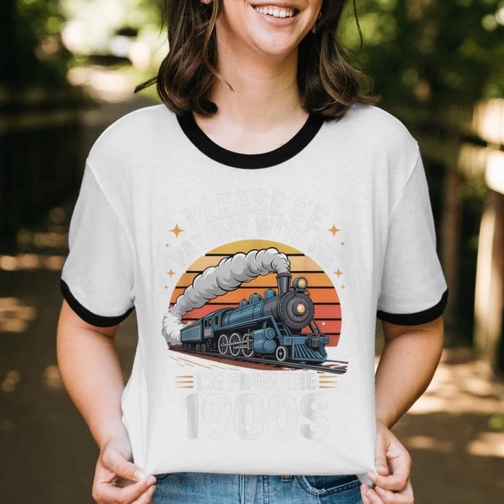 Retro Please Be Patient With Me I'm From The 1900s Train Unisex Cotton Ringer T-Shirt