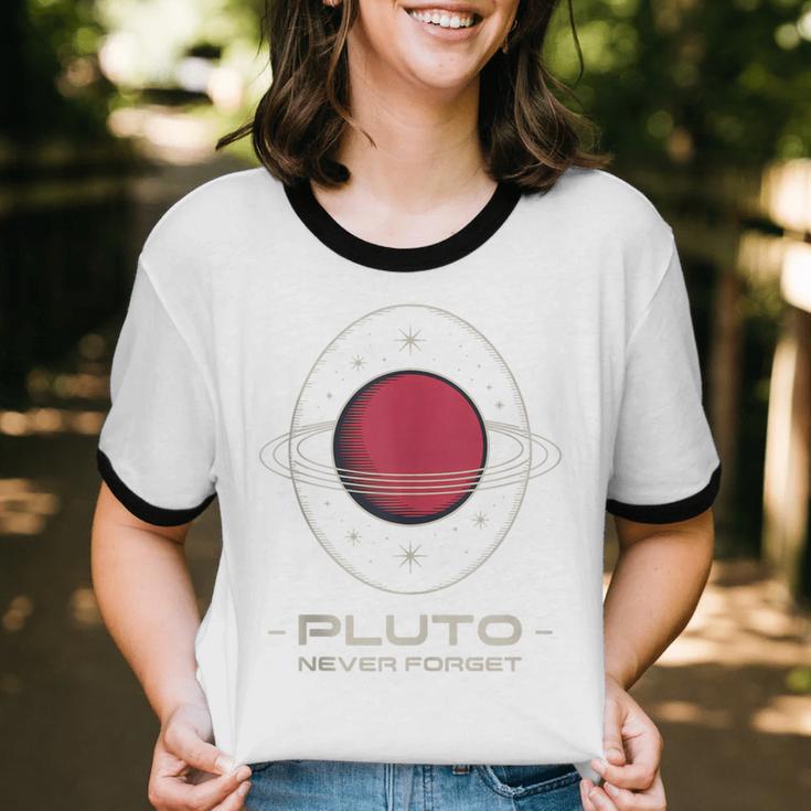 Retro Pluto Never Forget Classic Planet Pluto Nostalgia Unisex Cotton Ringer T-Shirt