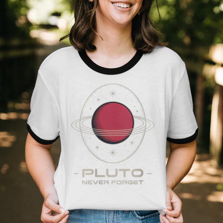 Retro Pluto Never Forget Classic Planet Pluto Nostalgia Unisex Cotton Ringer T-Shirt