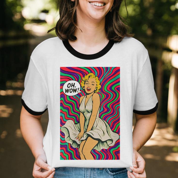 Retro Pop Art Vintage Style Blonde Psychedelic 50s Nostalgia Unisex Cotton Ringer T-Shirt Retro Pop Art Vintage Style Blonde Psychedelic 50s Nostalgia Unisex Cotton Ringer T-Shirt