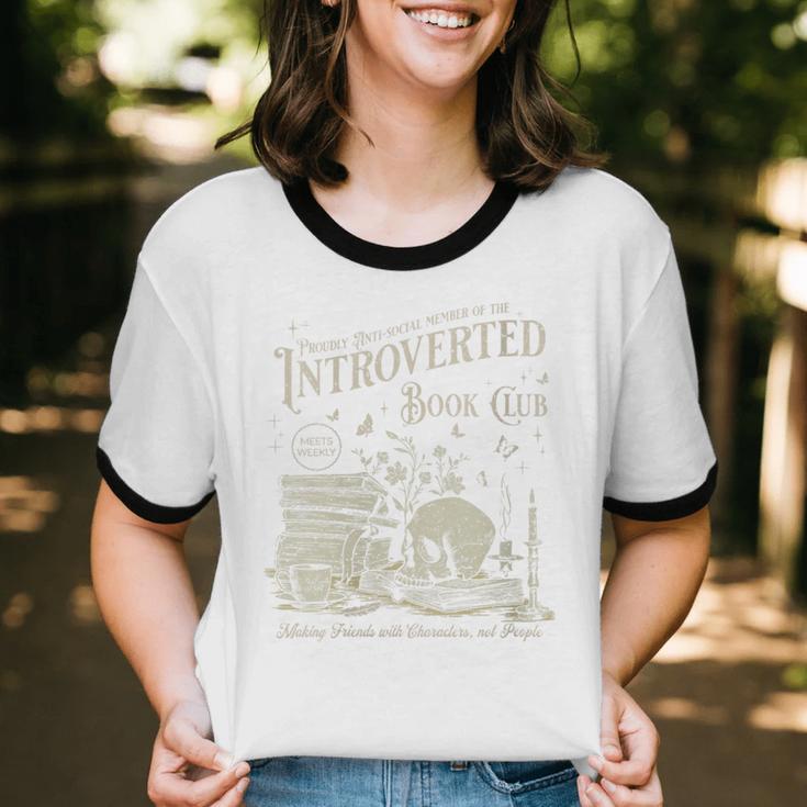 Retro Proud Anti Social Member Of Introverted Book Club Unisex Cotton Ringer T-Shirt
