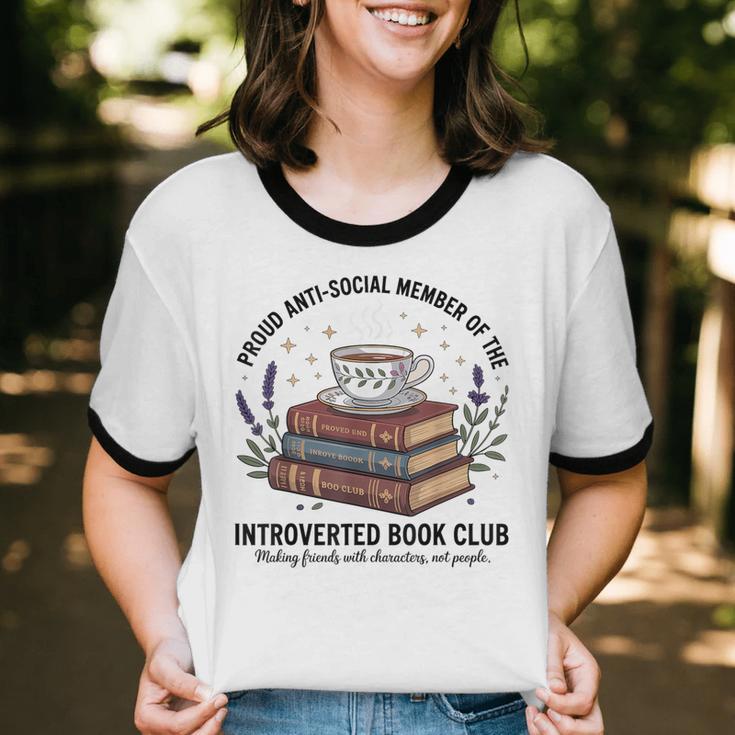 Retro Proud Introverted Book Club Anti Social Reader Unisex Cotton Ringer T-Shirt