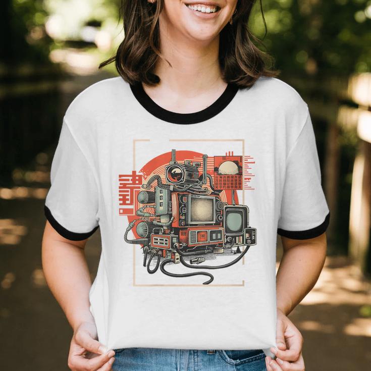Retro Tech Stack 80s 90s Nostalgia Analog TV Cameras Unisex Cotton Ringer T-Shirt Retro Tech Stack 80s 90s Nostalgia Analog TV Cameras Unisex Cotton Ringer T-Shirt