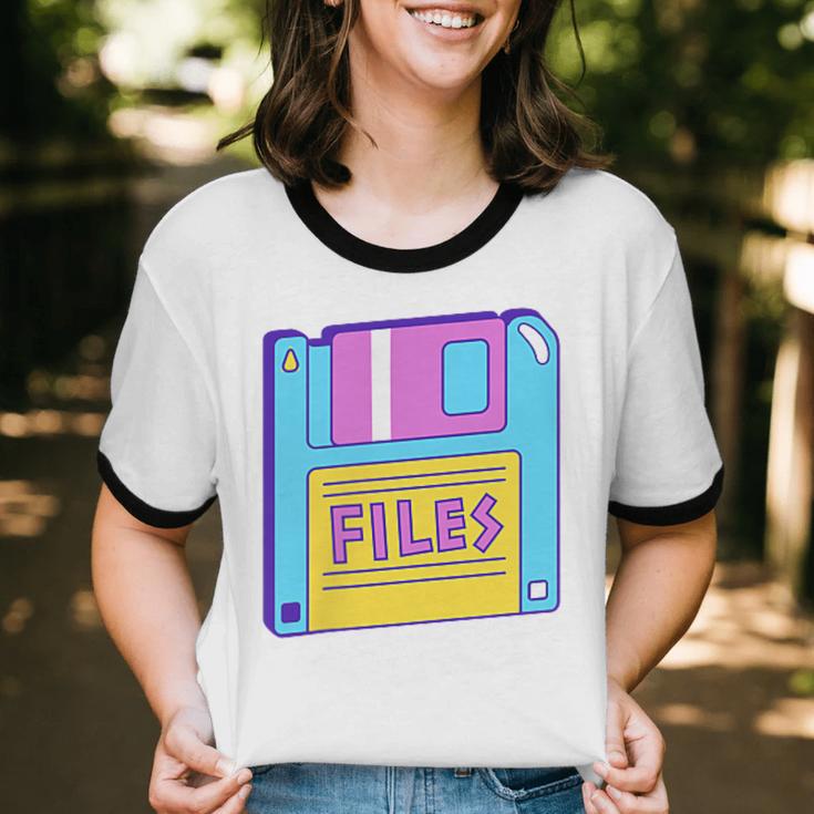 Retro TechnologyOld School Floppy Nostalgia 90s Generation Unisex Cotton Ringer T-Shirt