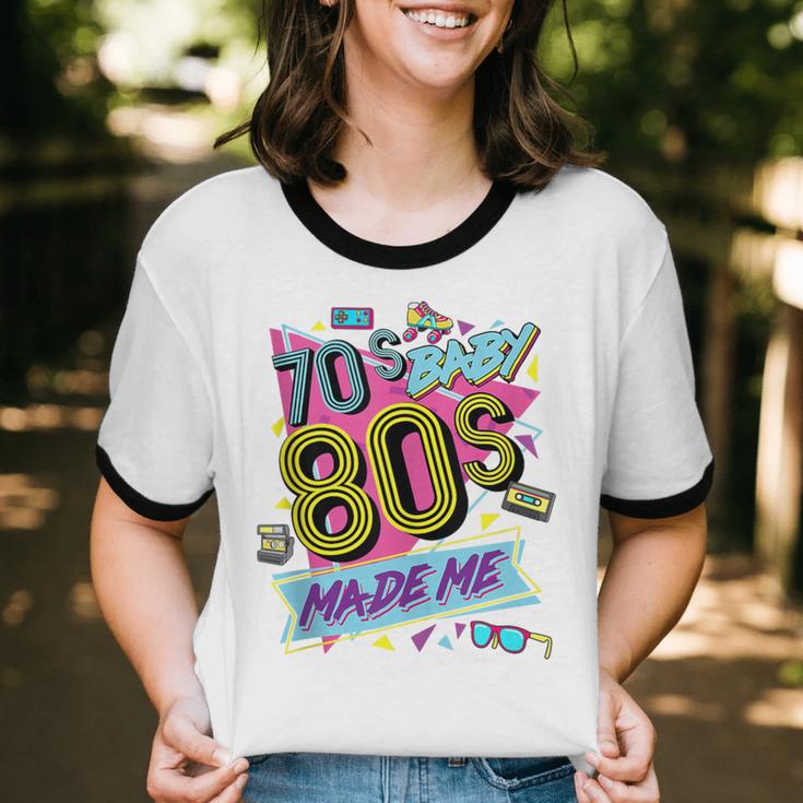 Retro Vintage 70's Baby 80's Made Me Nostalgia Classic Unisex Cotton Ringer T-Shirt