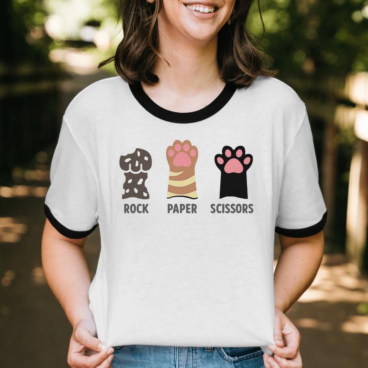 Rock Paper Scissors Hand Game Cute Paw Cat Introvert Unisex Cotton Ringer T-Shirt Rock Paper Scissors Hand Game Cute Paw Cat Introvert Unisex Cotton Ringer T-Shirt