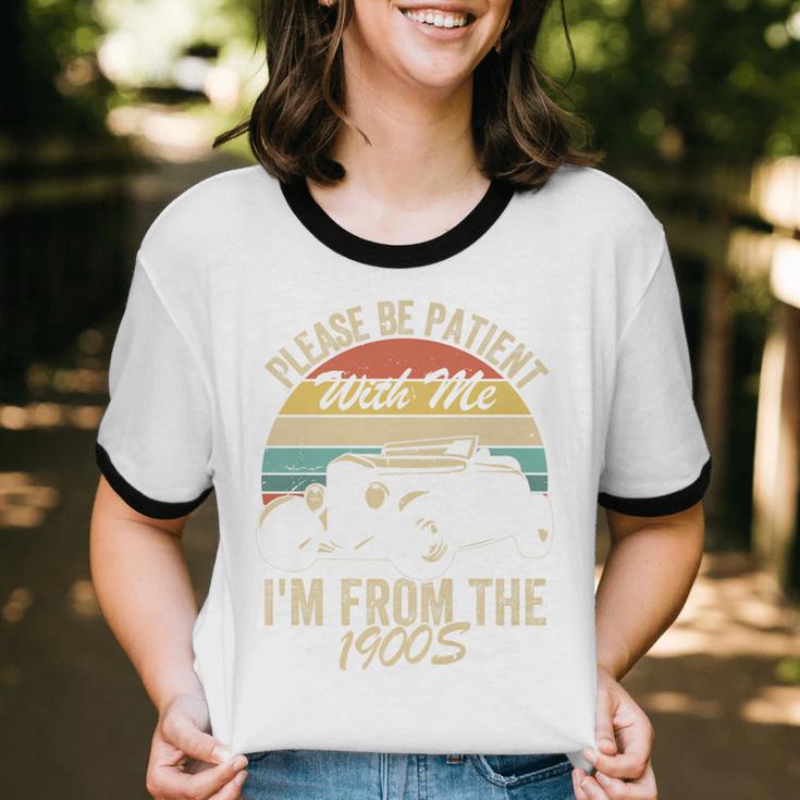 Sarcasm Retro Please Be Patient With Me I'm From The 1900s Premium Unisex Cotton Ringer T-Shirt
