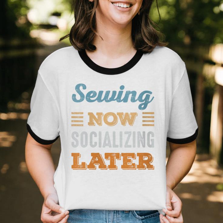 Sewing Now Minimal Socializing Introvert Vintage Unisex Cotton Ringer T-Shirt Sewing Now Minimal Socializing Introvert Vintage Unisex Cotton Ringer T-Shirt
