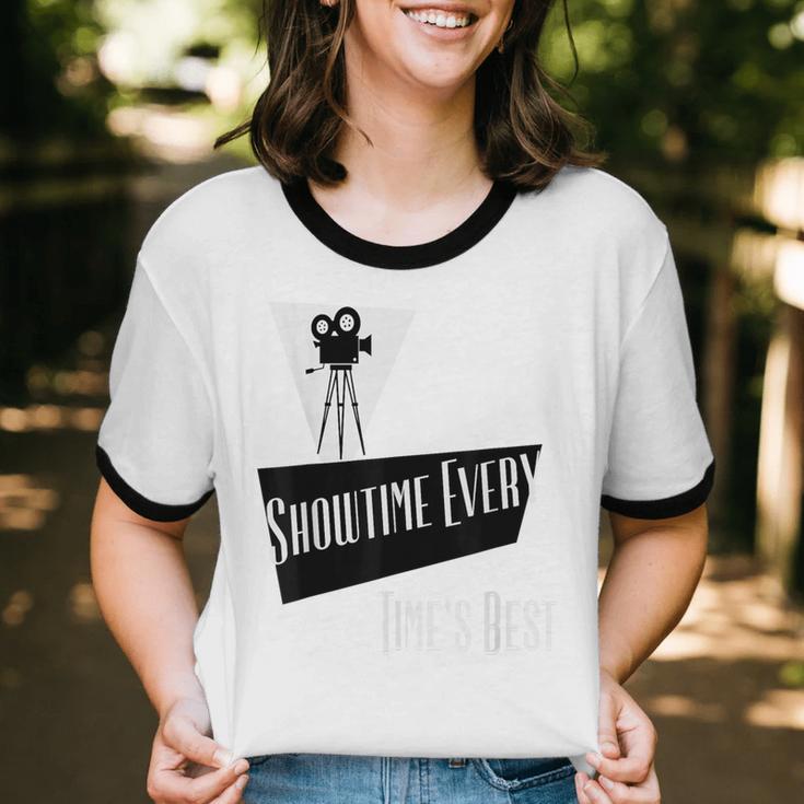 Showtime Every Moment Cinema Nostalgia Film Buff Humor Unisex Cotton Ringer T-Shirt