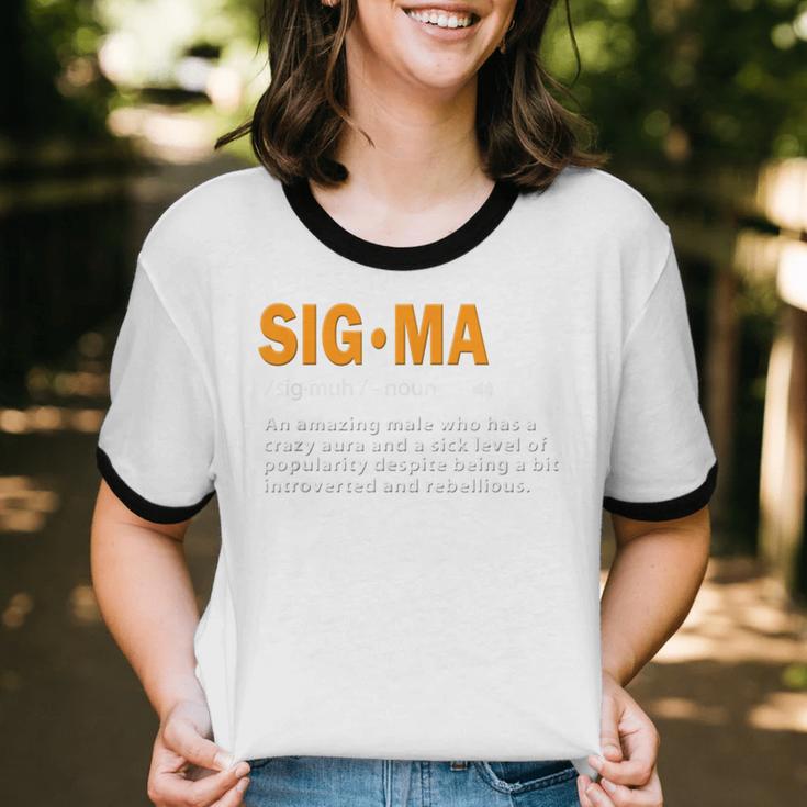 Sigma Male Definition Crazy Aura Lone Wolf Introvert Unisex Cotton Ringer T-Shirt