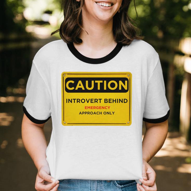 A Simple Yellow Warning Sign For Introvert Unisex Cotton Ringer T-Shirt A Simple Yellow Warning Sign For Introvert Unisex Cotton Ringer T-Shirt