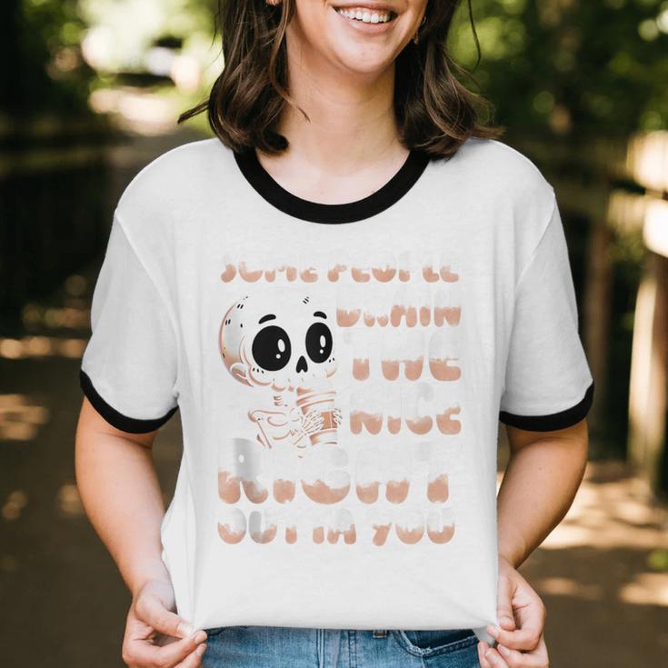 Skeleton Coffee Lover Introvert Unisex Cotton Ringer T-Shirt