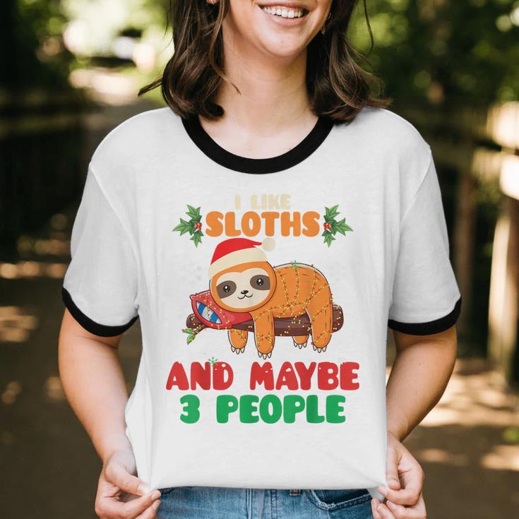 Sloth For Sloth Lover Men Women Kids Introverts Unisex Cotton Ringer T-Shirt