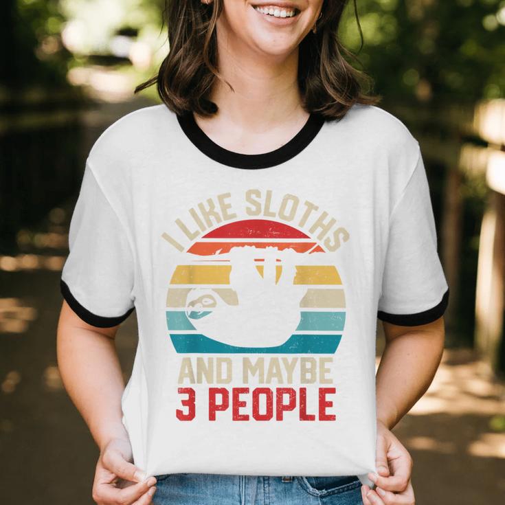 I Like Sloths And Maybe 3 People Sloth Introvert Vintage Unisex Cotton Ringer T-Shirt I Like Sloths And Maybe 3 People Sloth Introvert Vintage Unisex Cotton Ringer T-Shirt
