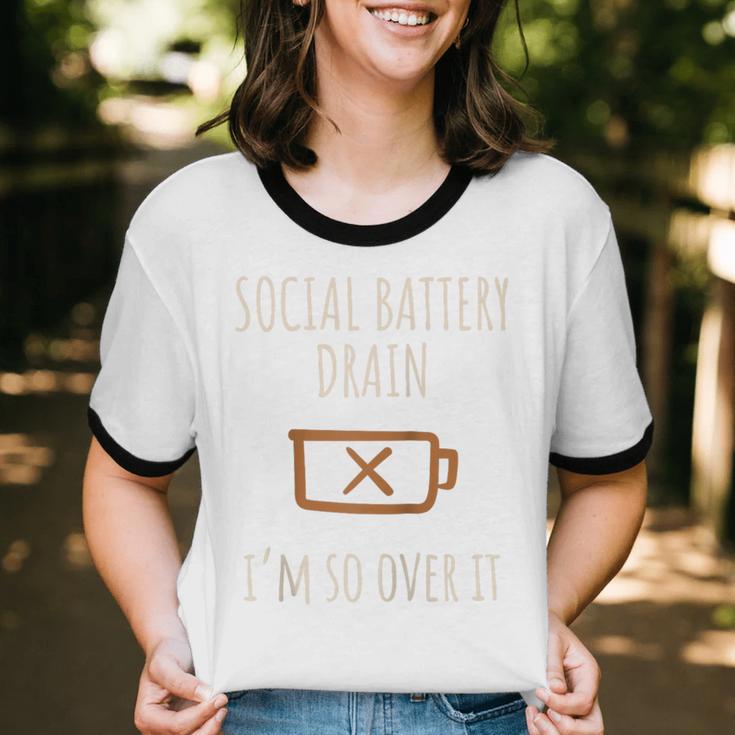 Social Battery Drain I'm So Over It Introvert Homebody Line Raglan Baseball Tee Unisex Cotton Ringer T-Shirt Social Battery Drain I'm So Over It Introvert Homebody Line Raglan Baseball Tee Unisex Cotton Ringer T-Shirt