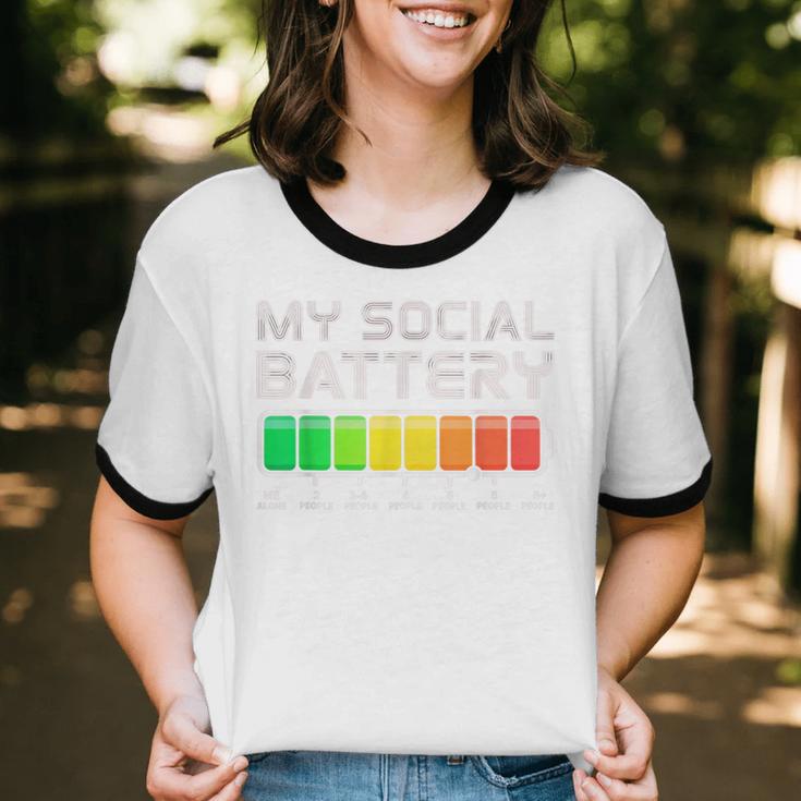 Social Battery Low Energy Antisocial Introvert Unisex Cotton Ringer T-Shirt Social Battery Low Energy Antisocial Introvert Unisex Cotton Ringer T-Shirt