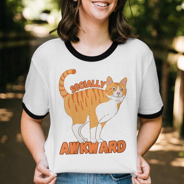 SOCIALLY AWKWARD FUNNY CAT ANTISOCIAL INTROVERT WEIRD Unisex Cotton Ringer T-Shirt SOCIALLY AWKWARD FUNNY CAT ANTISOCIAL INTROVERT WEIRD Unisex Cotton Ringer T-Shirt
