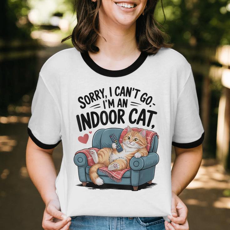 Sorry I Can’t Go I’m An Indoor Cat Couch Introvert Cat Unisex Cotton Ringer T-Shirt Sorry I Can’t Go I’m An Indoor Cat Couch Introvert Cat Unisex Cotton Ringer T-Shirt