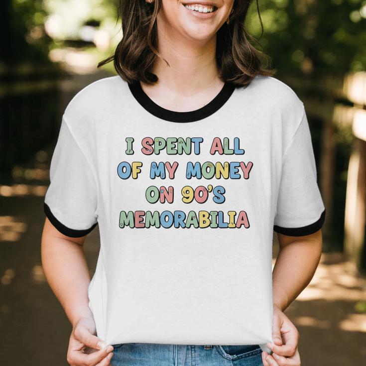 I Spent All My Money On 90's Memorabilia Nostalgia & Retro Unisex Cotton Ringer T-Shirt I Spent All My Money On 90's Memorabilia Nostalgia & Retro Unisex Cotton Ringer T-Shirt
