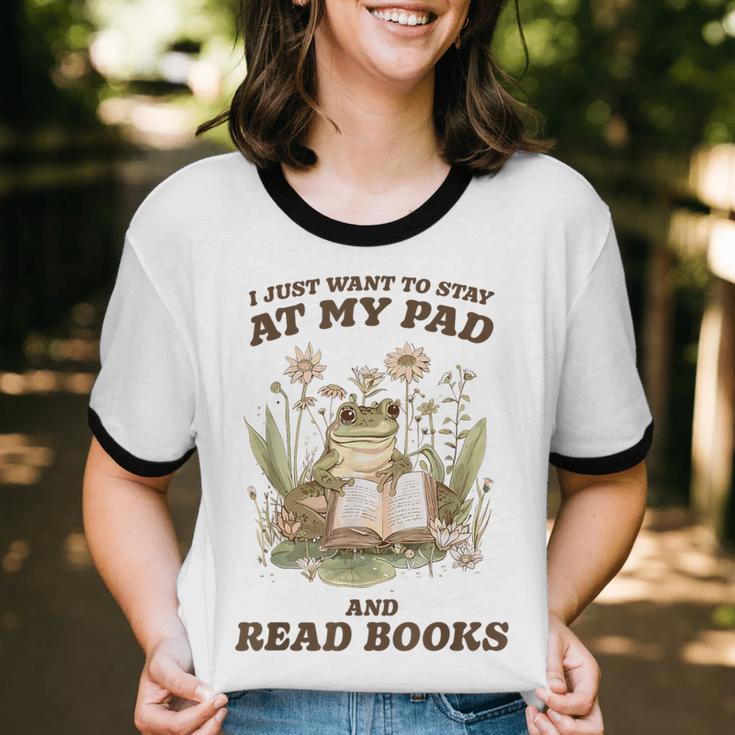 Stay At My Pad And Read Books Frog Introvert Reading Unisex Cotton Ringer T-Shirt Stay At My Pad And Read Books Frog Introvert Reading Unisex Cotton Ringer T-Shirt