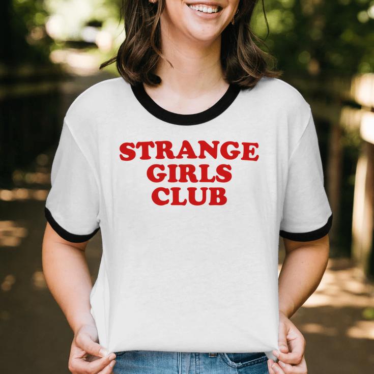 Strange Girls Club Weird Antisocial Introvert Humor Unisex Cotton Ringer T-Shirt
