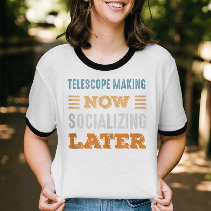 Telescope Making Now Minimal Socializing Introvert Vintage Unisex Cotton Ringer T-Shirt