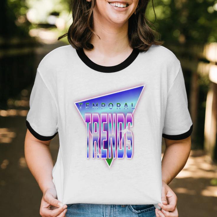 Temporal Trends Vaporwave Style Retro Nostalgia Look Unisex Cotton Ringer T-Shirt