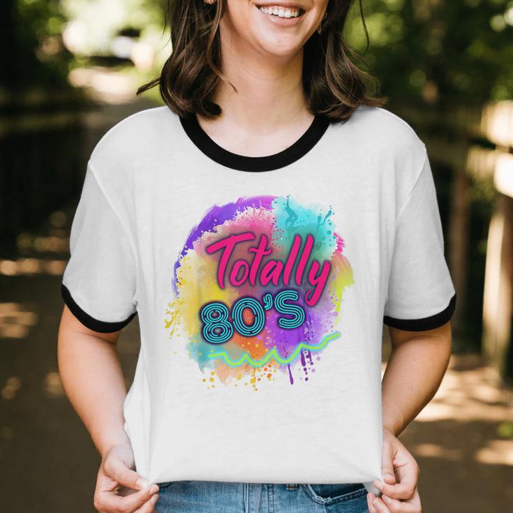 Totally 80's Tie Dye Retro Vibes 1980s Style Nostalgia Unisex Cotton Ringer T-Shirt