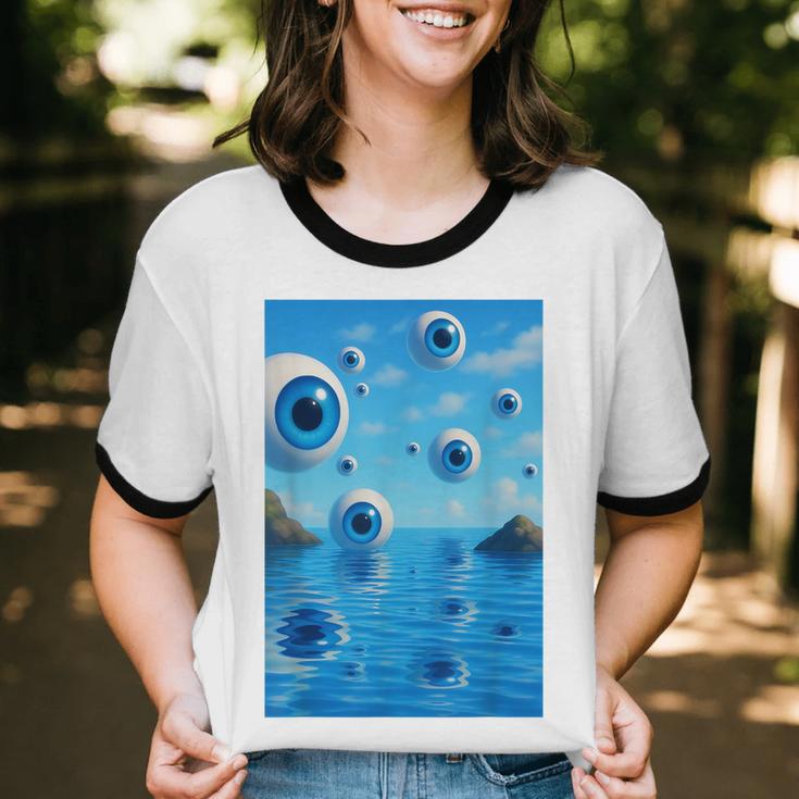 Trippy Weirdcore Frutiger Aero Surreal Eyeballs Y2K Unisex Cotton Ringer T-Shirt