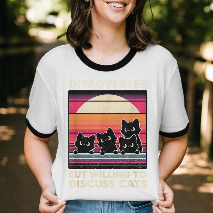 Unique Art For Introverted Cat Fans -Adults Cat Humorous Introvert Small Unisex Cotton Ringer T-Shirt