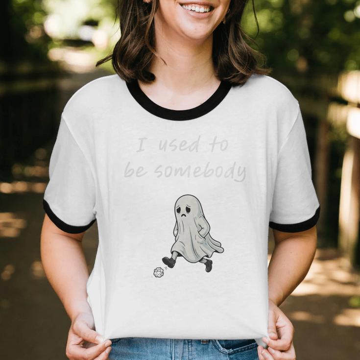 I Used To Be Somebody Nostalgia Halloween Spooky Season Premium Tri-Blend Unisex Cotton Ringer T-Shirt