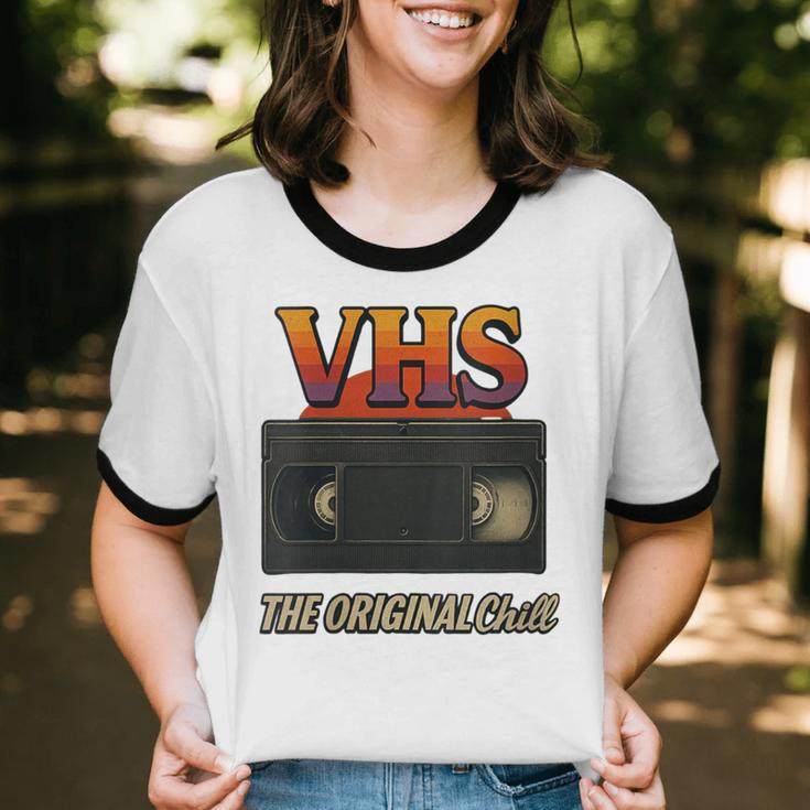 VHS Tape Nostalgia Old School Technology Humor Unisex Cotton Ringer T-Shirt