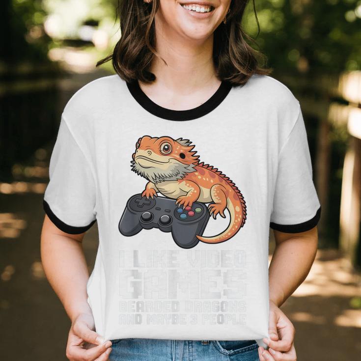 I Like Video Games Bearded Dragon Gamer Introvert Mood Unisex Cotton Ringer T-Shirt I Like Video Games Bearded Dragon Gamer Introvert Mood Unisex Cotton Ringer T-Shirt