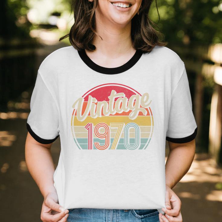 Vintage 1970 Retro Style 70's Born Nostalgia Vibe Birthday Premium Tri-Blend Unisex Cotton Ringer T-Shirt