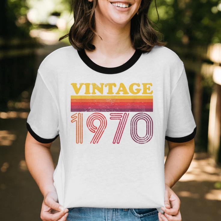 Vintage 1970 Retro Style 70's Born Nostalgia Vibes Birthday Unisex Cotton Ringer T-Shirt