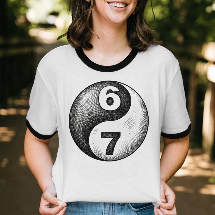 Vintage 6 7 Sketch Yin Yang Namaste Six Seven Nostalgia Unisex Cotton Ringer T-Shirt Vintage 6 7 Sketch Yin Yang Namaste Six Seven Nostalgia Unisex Cotton Ringer T-Shirt