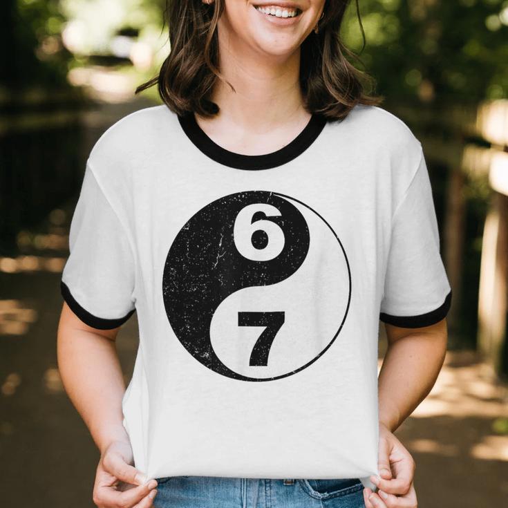 Vintage 6 7 Yin Yang Namaste Six Seven Nostalgia Unisex Cotton Ringer T-Shirt
