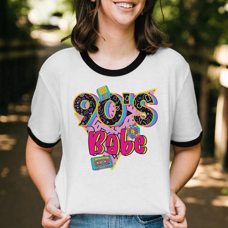 Vintage 90's Babe Party Back To 90s Cassette Nostalgia Unisex Cotton Ringer T-Shirt