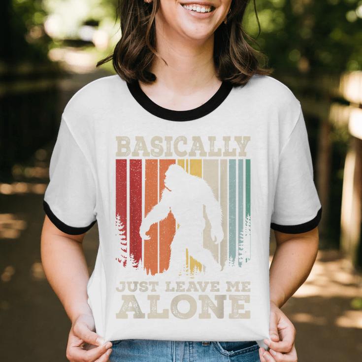 Vintage Basically Just Leave Me Alone Bigfoot Introverts Unisex Cotton Ringer T-Shirt Vintage Basically Just Leave Me Alone Bigfoot Introverts Unisex Cotton Ringer T-Shirt