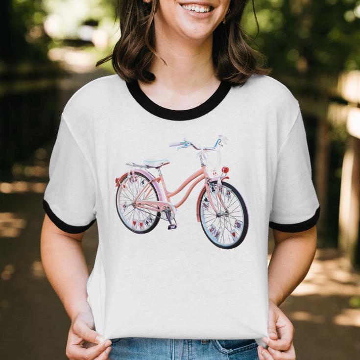 Vintage Bicycle With Playing Cards Nostalgia Unisex Cotton Ringer T-Shirt Vintage Bicycle With Playing Cards Nostalgia Unisex Cotton Ringer T-Shirt