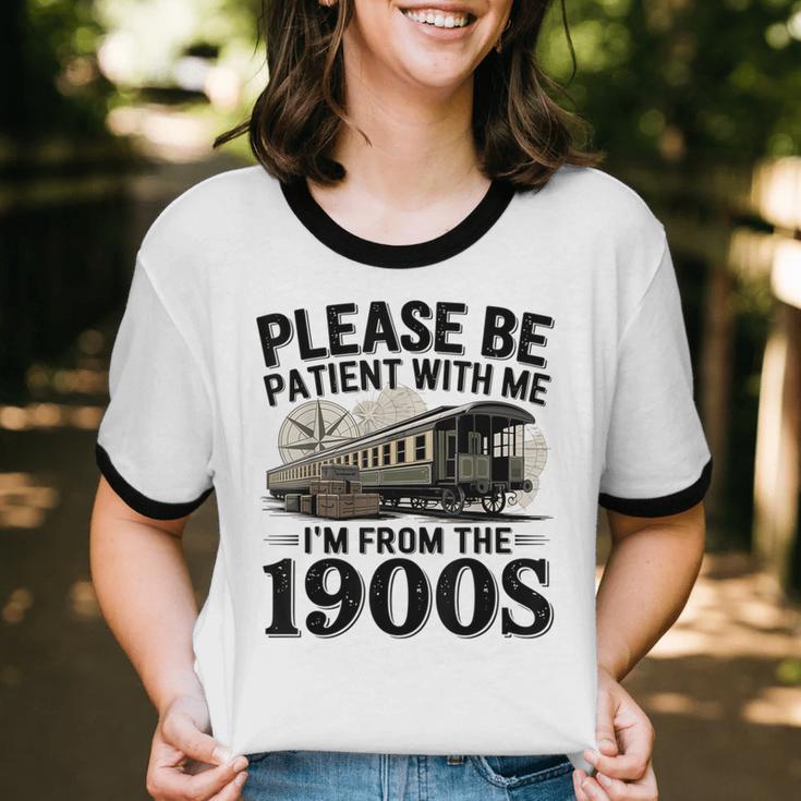 Vintage Be Patient With Me I'm From The 1900s Steam Train Unisex Cotton Ringer T-Shirt Vintage Be Patient With Me I'm From The 1900s Steam Train Unisex Cotton Ringer T-Shirt