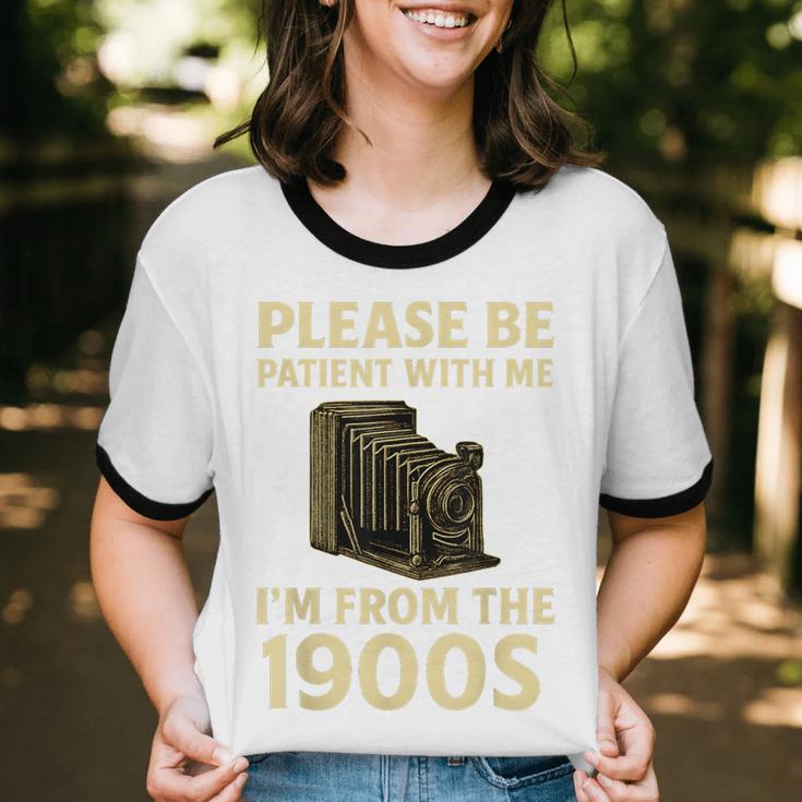 Vintage Please Be Patient With Me I'm From The 1900s Camera Unisex Cotton Ringer T-Shirt