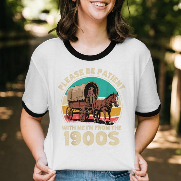 Vintage Please Be Patient I'm From The 1900s Men Women Unisex Cotton Ringer T-Shirt