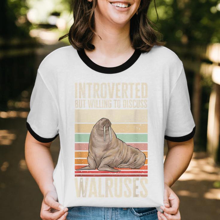 Walrus Lover Introvert Walrus Unisex Cotton Ringer T-Shirt
