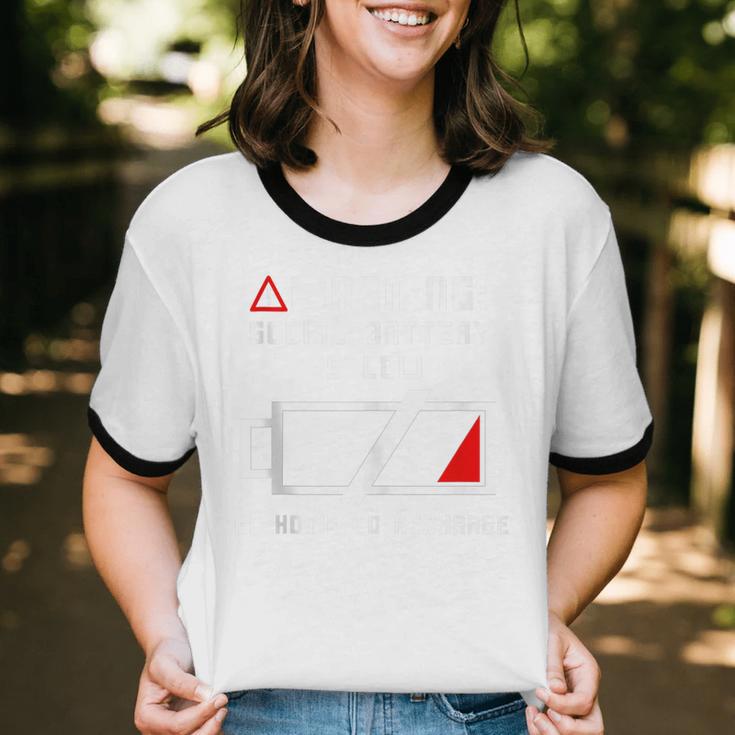 Warning Social Battery Is Low Introvert Shirt Unisex Cotton Ringer T-Shirt